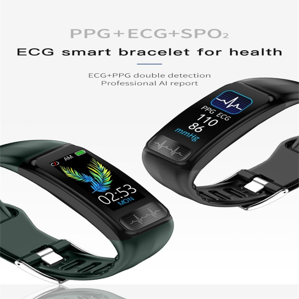 P12 0.96inch TFT Color Screen Smart Watch IP67 Waterproof,Support Call Reminder /Heart Rate Monitoring/Blood Pressure Monitoring/ECG Monitoring(Green)