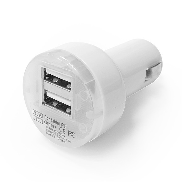 Mini Car Charger with 2 USB Ports for iPad Air 2 & Air & 4 & 3 & 2, iPhone 6 & 6 Plus & 5C & 5S & 4 & 4S & 3GS(White)