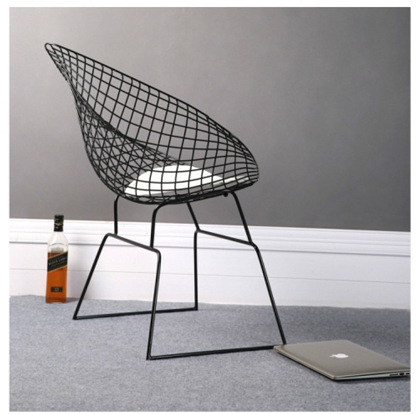 Nordic Modern Minimalist Casual Hollow Wire Creative Personality Dining Chair(Black)