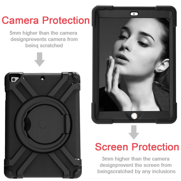 For iPad Air/Air2/Pro9.7 EVA + PC Flat Protective Shell with 360 ° Rotating Bracket(Black+Black)