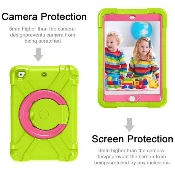 For iPad MINI1/2/3 EVA + PC Flat Protective Shell with 360 ° Rotating Bracket(Grass Green+Rose Red)