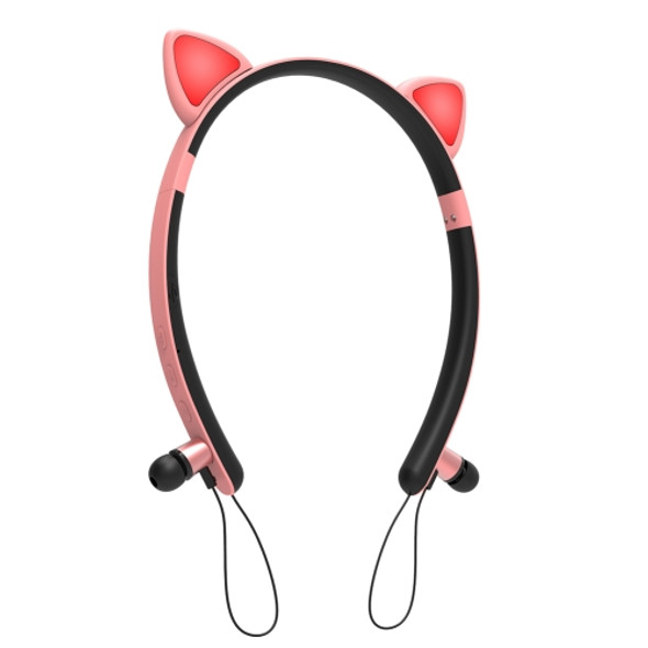 ZW29 Cat Ear Stereo Sound HIFI Fashion Outdoor Portable Sports Wireless  Bluetooth Headset with Mic & LED Light Glowing(Pink)