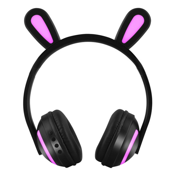 ZW19 LED 7 Colors light Bluetooth Stereo Wireless Headphones Cat Ear Flashing Glowing  Gaming Headset Earphone(Rabbit Girl)