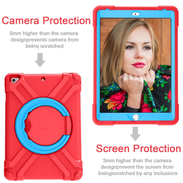 For iPad Air/Air2/Pro9.7 EVA + PC Flat Protective Shell with 360 ° Rotating Bracket(Red+Blue)