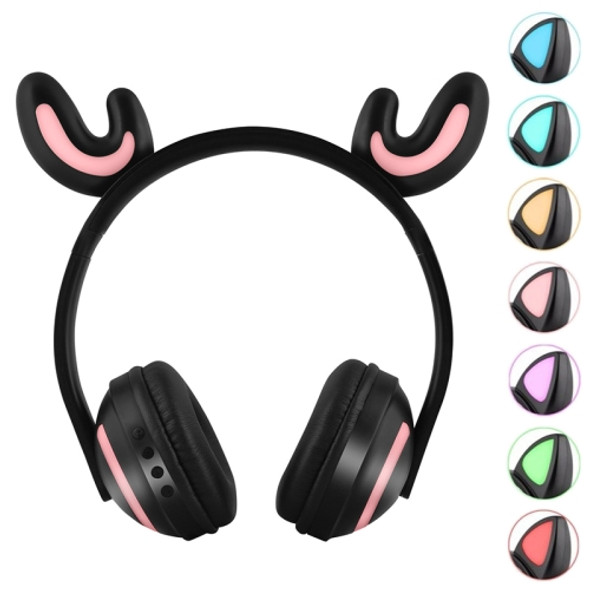 ZW19 LED 7 Colors light Bluetooth Stereo Wireless Headphones Cat Ear Flashing Glowing  Gaming Headset Earphone(Deer Fairy)