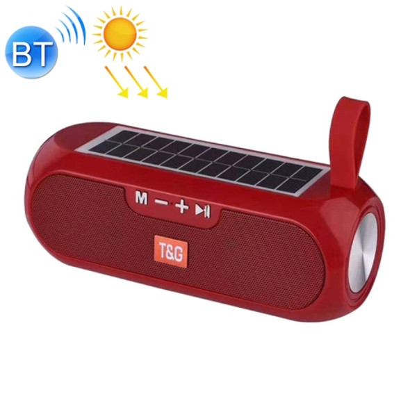 T&G TG182 Portable Column Wireless Stereo Music Box Solar Power waterproof USB AUX FM radio super bass(Red)