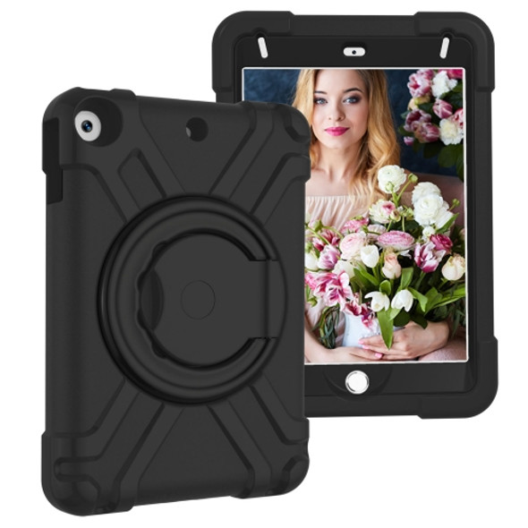 For iPad MINI 4/5 EVA + PC Flat Protective Shell with 360 ° Rotating Bracket(Black+Black)