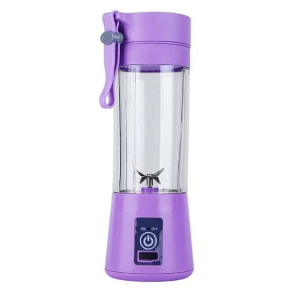 USB Rechargeable Electric Automatic Vegetable Fruit Citrus Orange Juice Maker Cup Mixer Bottle (380ML)(4 Blades Purple)