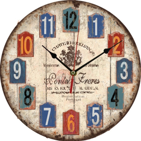 2 PCS Vintage Wooden MDF Hanging Clock Mute Quartz Clock Living Room Wall Clock(200)