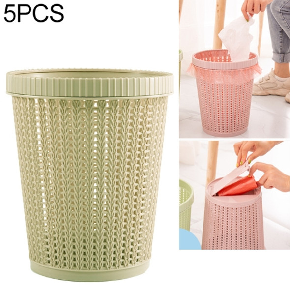 5 PCS Household Removable Plastic Trash Bin Built-in Trash Bag Box(Green)