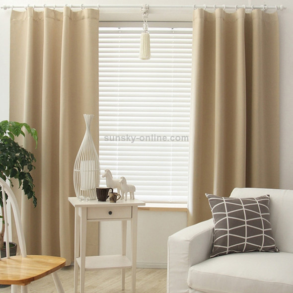 Modern Simple Solid Color Short Blackout Curtains for Bedroom, Size:1.3 X 2 M, Processing:Hooks  top(Beige)