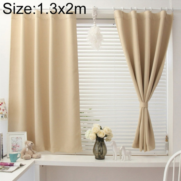 Modern Simple Solid Color Short Blackout Curtains for Bedroom, Size:1.3 X 2 M, Processing:Hooks  top(Beige)