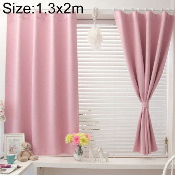 Modern Simple Solid Color Short Blackout Curtains for Bedroom, Size:1.3 X 2 M, Processing:Hooks  top(Pink)