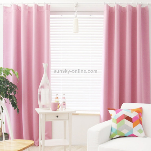 Modern Simple Solid Color Short Blackout Curtains for Bedroom, Size:1.3 X 2 M, Processing:Hooks  top(Pink)