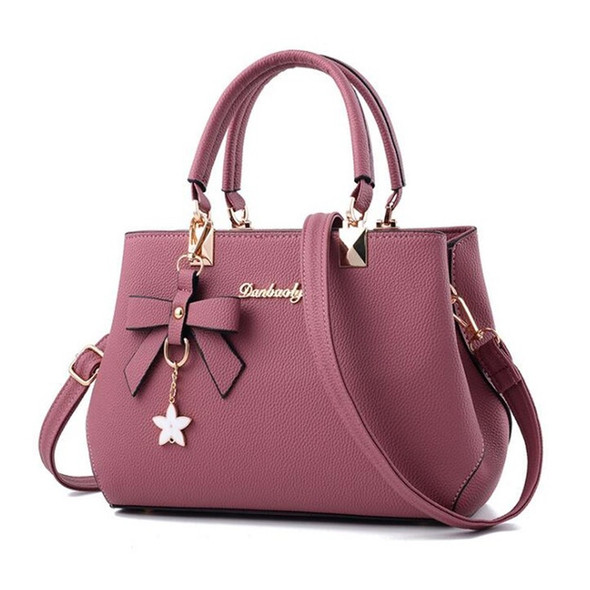 Women Luxury Tote Plum Blossom Bow Sweet Messenger Bag(Pink)