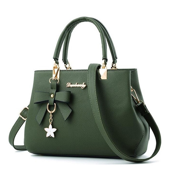 Women Luxury Tote Plum Blossom Bow Sweet Messenger Bag(Green)