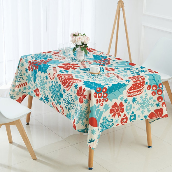 Household Encrypted Linen Waterproof Tablecloth, Size:140x180cm(Blue Flower)