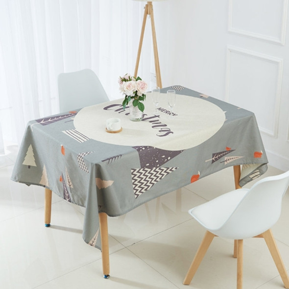 Household Encrypted Linen Waterproof Tablecloth, Size:100x140cm(Grey Circle)