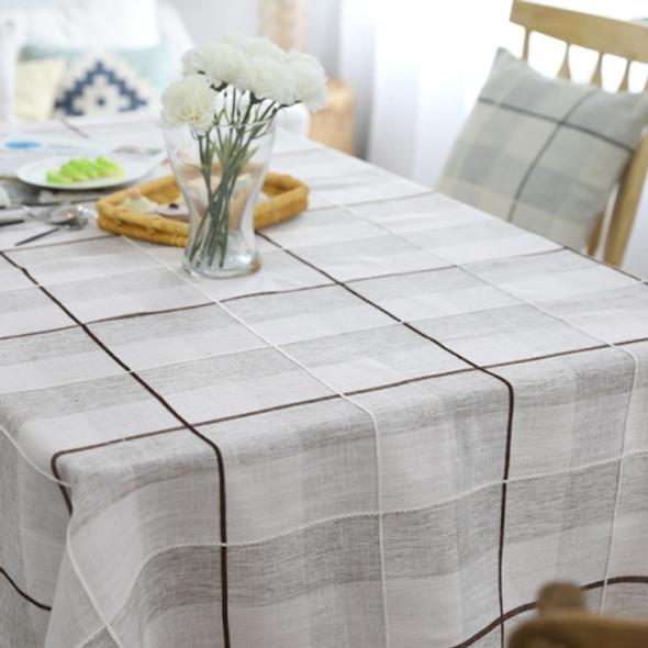 Grid Pattern Cotton Linen Cotton Table Cloth For Dustproof Home Decor Dinner Table Cover, Size:90x90cm(Dark Coffee)