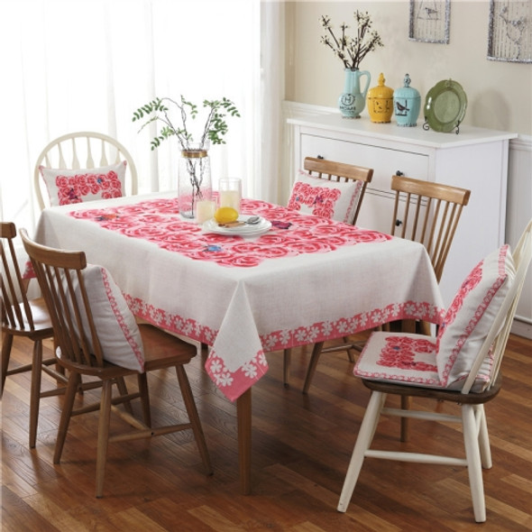 Retro Pattern Linen Table Cloth For Dinner Home Decor Dustproof Table Cover, Size:140x140cm(Wreath)