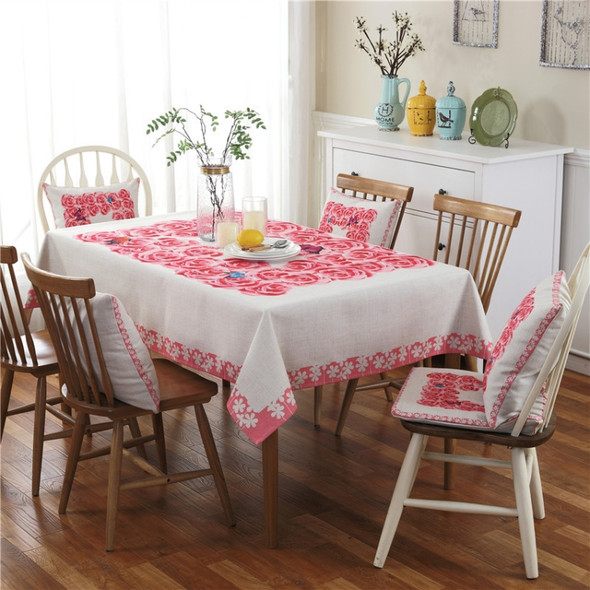 Retro Pattern Linen Table Cloth For Dinner Home Decor Dustproof Table Cover, Size:140x140cm(Wreath)