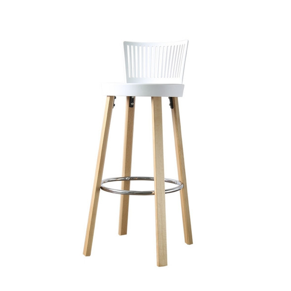 Nordic StyleSolid Wood Balcony Bigh Bar Chair(White)