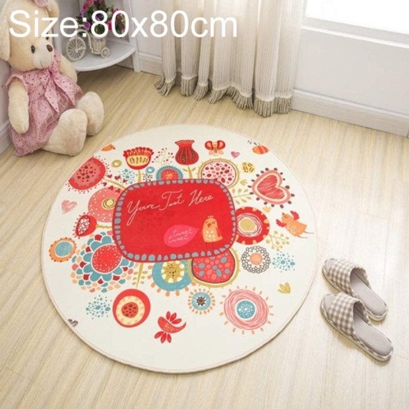 Circular Water Uptake Carpet  Floot Mat Cartoon Door Mat, Diameter: 80cm(Flower)