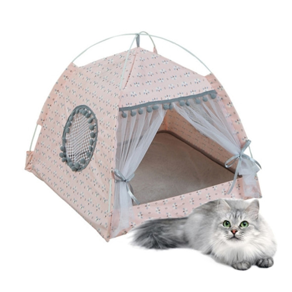 Four Seasons Universal Cat Small Dog Tent Removable and Washable Cat Litter Pet Nest, Size:M(Floral Pink)