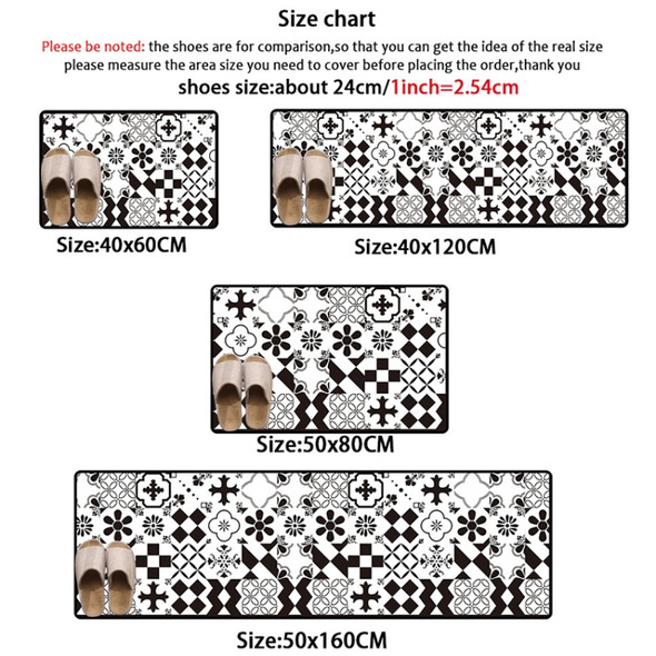 Geometric Lattice Carpet Kitchen Bath Antiskid Mat, Size:50x80cm + 50x160cm(Geometric European)