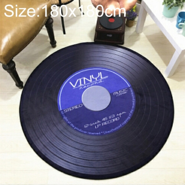 Creative Retro 3D DVR Record Carpet Round CD Floor Mat Home Decor Living Room Kid Bedroom Decoration  Rug, Diameter 180cm(Blue)