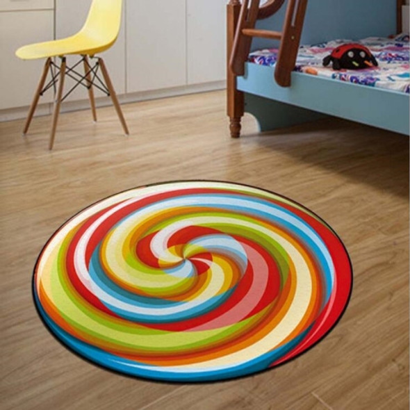 Diameter 120cm Fruit Pattern Rug Round Crystal Velvet Non-Slip Room Carpet Mat(Candy)