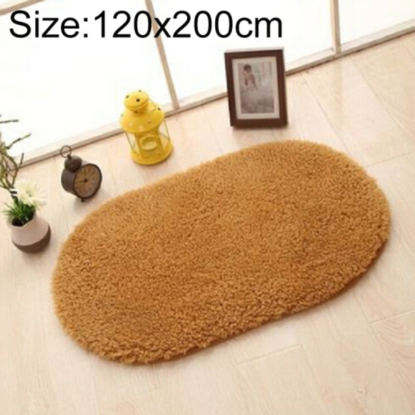 Faux Fur Rug Anti-slip Solid Bath Carpet Kids Room Door Mats Oval  Bedroom Living Room Rugs, Size:120x200cm(Khaki)