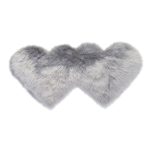 Creative Double Heart Imitation Wool Carpet Sofa Cushion Mat Plush Bedroom Living Room Floor Rugs, Size:90x180cm(White)