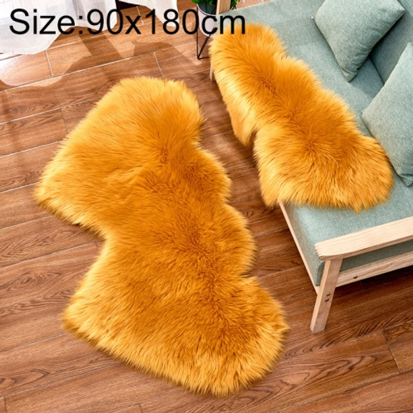 Creative Double Heart Imitation Wool Carpet Sofa Cushion Mat Plush Bedroom Living Room Floor Rugs, Size:90x180cm(Yellow)