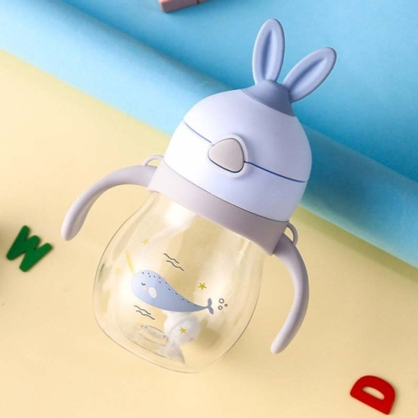 Cute Rabbit Ears Children Mouth Drinking Bottle Learning Drinking Cups Fall-resistant Anti-flatulence Children Cups(Blue)