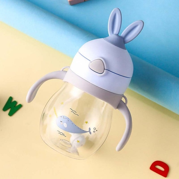 Cute Rabbit Ears Children Mouth Drinking Bottle Learning Drinking Cups Fall-resistant Anti-flatulence Children Cups(Blue)