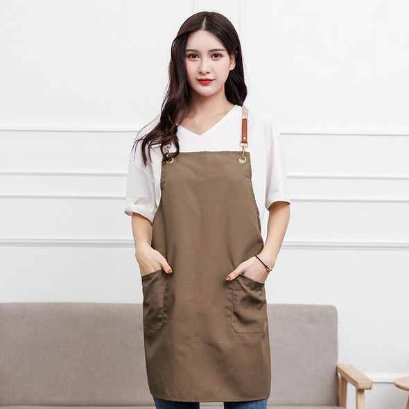 Cotton Kitchen Dining Overalls Strap Apron(Khaki)