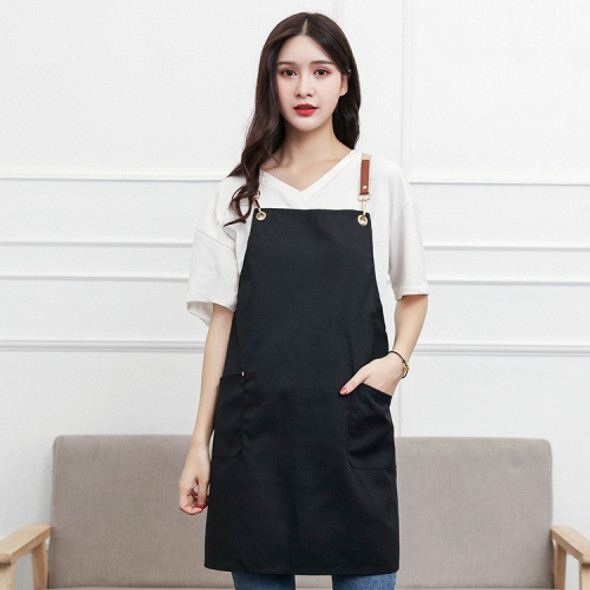 Cotton Kitchen Dining Overalls Strap Apron(Black)