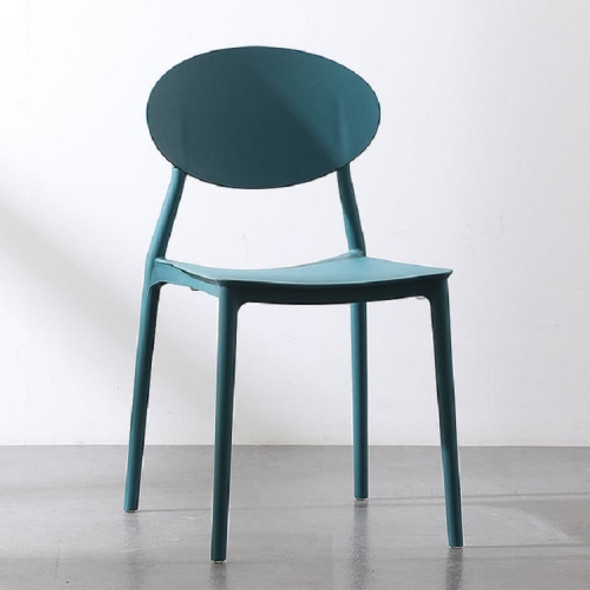 Plastic Chair Back Stool Modern Minimalist Home Dining Chair Computer Chair(Dark Blue)