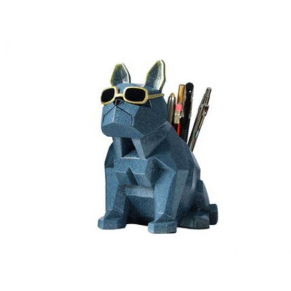 Retro Dog Shape Resin Home Living Room Study Student Pen Holder Desktop Decoration(Navy)