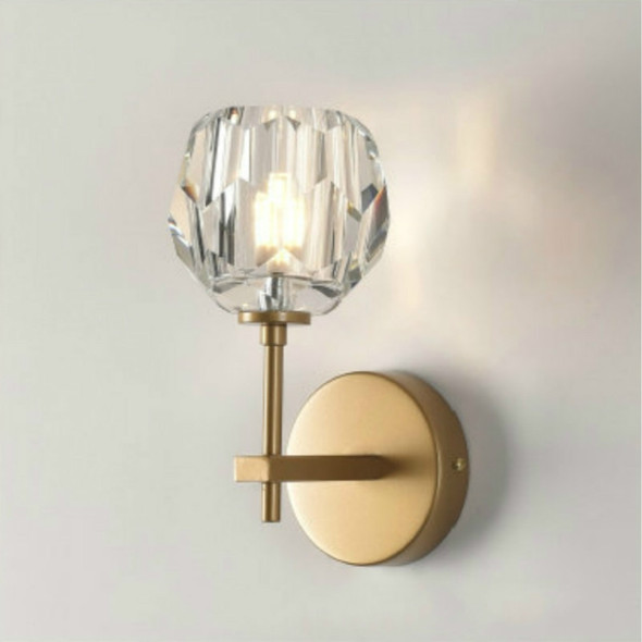 Wall Lamp Villa Hotel Wall Lamp Bedroom Bedside Crystal Wall Lamp, Power source: Without light source( Single Head Gold )