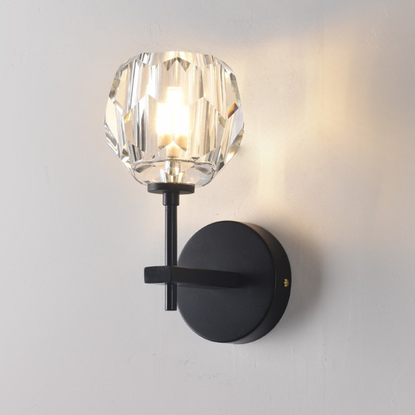 Wall Lamp Villa Hotel Wall Lamp Bedroom Bedside Crystal Wall Lamp, Power source:  warm light LED5W(Single Head Black )