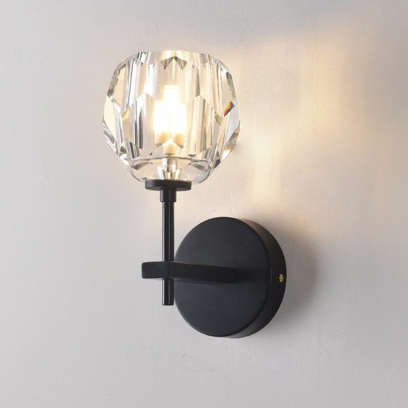 Wall Lamp Villa Hotel Wall Lamp Bedroom Bedside Crystal Wall Lamp, Power source: Without light source(Single Head Black )