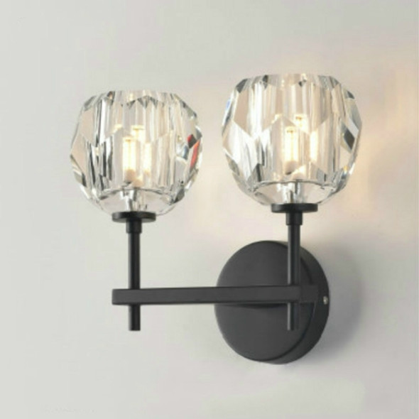 Wall Lamp Villa Hotel Wall Lamp Bedroom Bedside Crystal Wall Lamp, Power source: Without light source( Double Head Black )