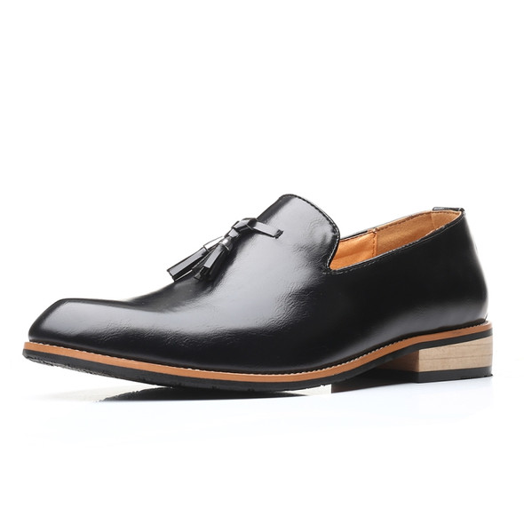 Pointed British Men Dress Shoes Soft Rubber Sole Shoes Wedding Shoes, Size:46(Black)