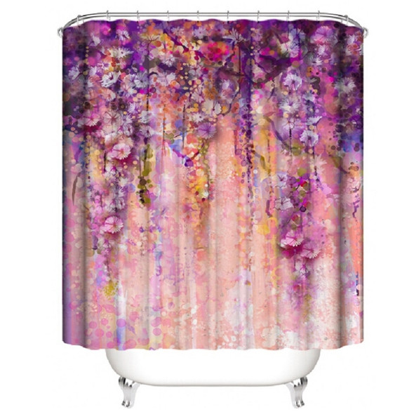2 PCS Bathroom Toilet Waterproof Shower Curtain Digital Printing Bathroom Curtain, Size:180x200cm(Pink)