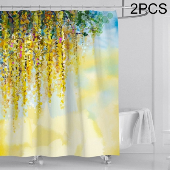 2 PCS Bathroom Toilet Waterproof Shower Curtain Digital Printing Bathroom Curtain, Size:180x180cm(Yellow)