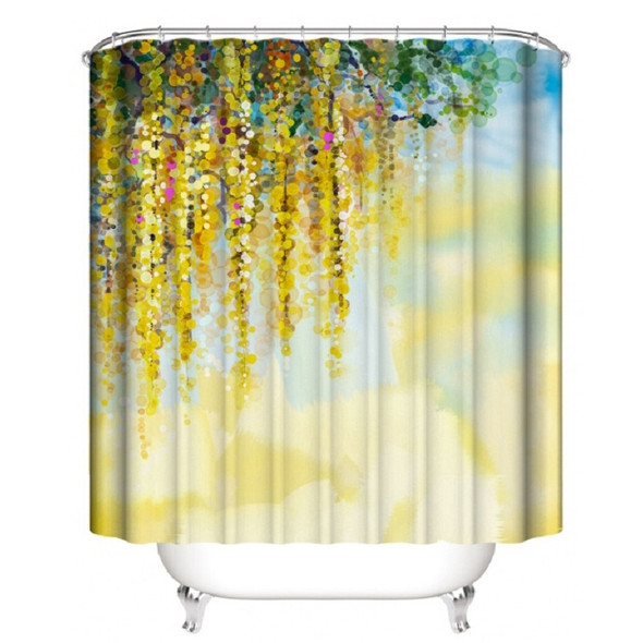 2 PCS Bathroom Toilet Waterproof Shower Curtain Digital Printing Bathroom Curtain, Size:180x180cm(Yellow)