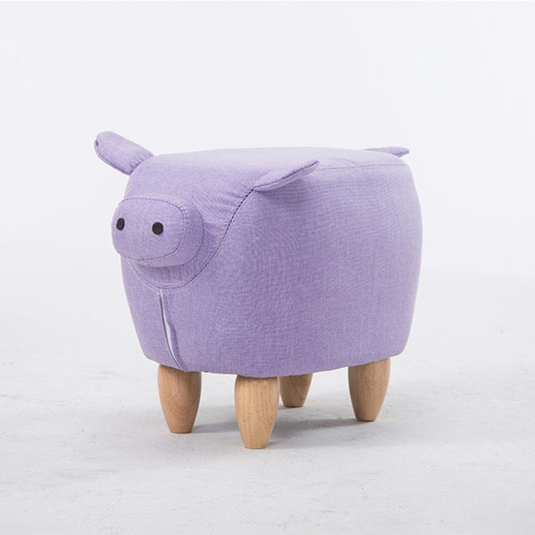Pig Stool Creative Wooden Pier Child Home Animal Stool(Light Purple)