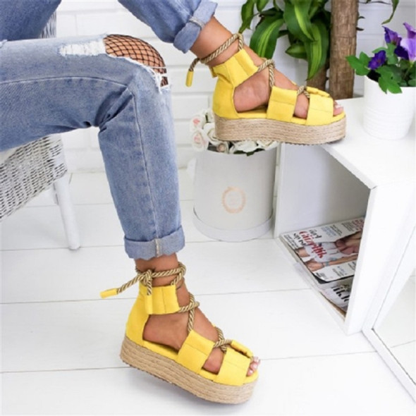 Women Platform Strap Sandals Beach Shoes, Size:42(Yellow)
